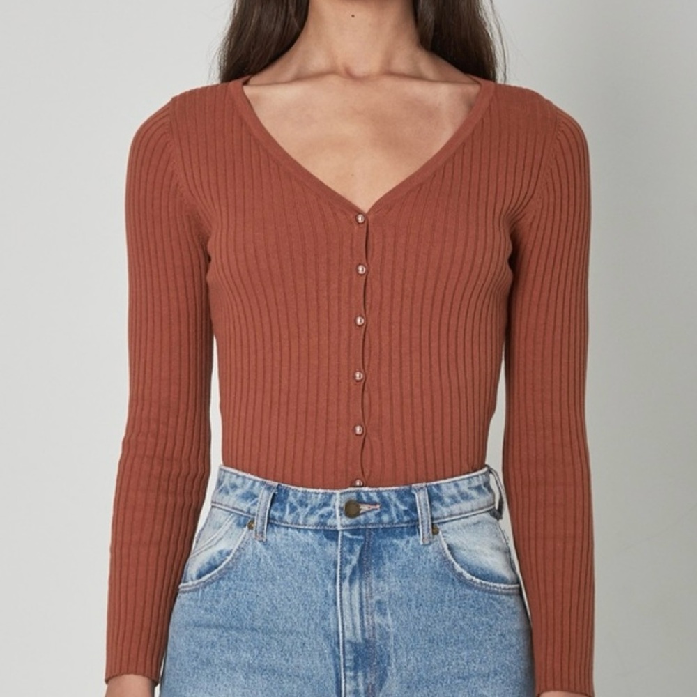 ROLLA'S Rust Ribbed Cardigan Sweater